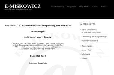 E Miśkowicz Kompleksowe Usługi Komputerowe Mateusz Miśkowicz - Serwis Komputerowy Bukowina Tatrzańska