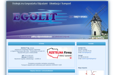Ekologiczna Gospodarka Odpadami Likwidacja i Transport Egolit Sp. z o.o. - Transport ciężarowy krajowy Łanięta