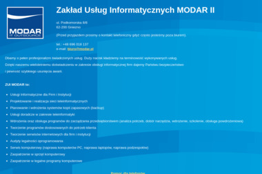 Modar Zakład Usług Informatycznych Dariusz Zamiar - Tworzenie Interaktywnych Stron Internetowych Gniezno
