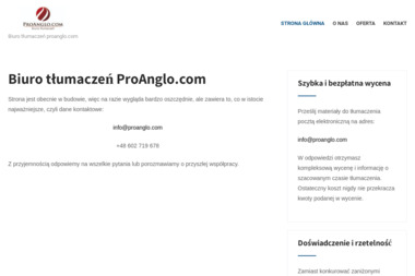 ProAnglo.com. Tłumaczenia - Tłumacz Języka Angielskiego Płock