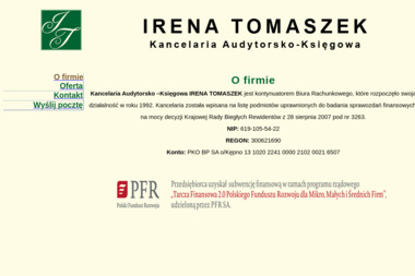 IRENA TOMASZEK  Kancelaria Audytorsko-Księgowa - Biuro Rachunkowe Kępno