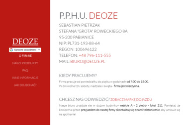 PPHU DEOZE. Sebastian Pietrzak - Banery Reklamowe Pabianice