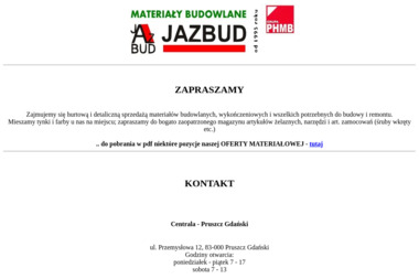 Jazbud. Sp. z o.o. Hurtownia Materiałów Budowlanych - Sprzedaż Materiałów Budowlanych Nowy Dwór Gdański