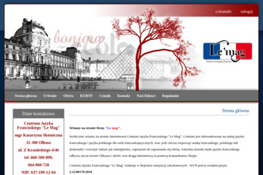 Centrum Języka Francuskiego Le Mag Katarzyna Skotniczna. Język francuski, nauczanie - Biuro Tłumaczeń Olkusz