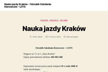 Ośrodek Szkolenia Kierowc&oacute;w Lots - Szkoła Jazdy Węgrzce