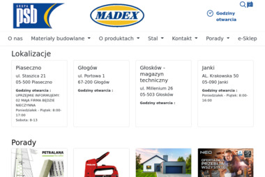 Grupa PSB - Madex / oddział. Materiały budowlane, artykuły wyposażenia wnętrz - Materiały Budowlane Głogów
