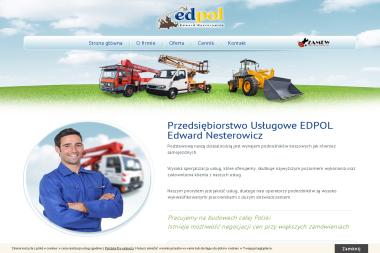Edpol. Podnośniki koszowe, wynajem podnośników samojezdnych, podnośnik koszowy z napędem - Wypożyczalnia sprzętu budowlanego Toruń