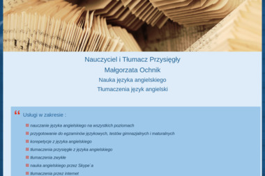 Nauczanie i Tłumaczenie J Angielskiego Małgorzata Ochnik - Szkoła Językowa Piechowice