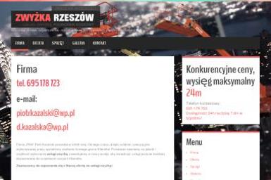 PKA Piotr Kazalski - zwyżka, podnośnik koszowy, prace na wysokości - Wynajem Koparki Rzeszów