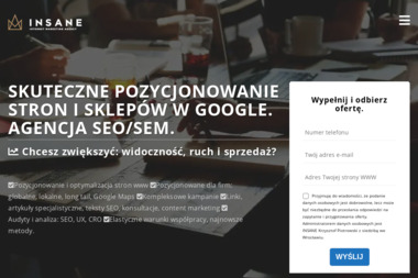In Sane -Marketing Internetowy - Pozycjonowanie Stron, SEO, SEM - Optymalizacja Stron Wrocław