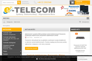E-Telecom Systemy Telekomunikacji i Wyposażenia Biura. Centrale telefoniczne analogowe, centrale - Telefony Voip Warszawa