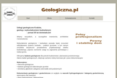 Firma Usług Specjalistycznych Geologiczna Marek Nowacki - Badania Geologiczne Gruntu Kraków