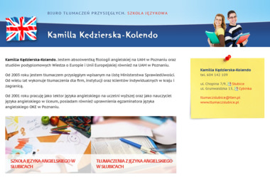 Tłumaczenia i Szkoła Języka Kamilla Kędzierska-Kolendo - Tłumacz Języka Angielskiego Słubice