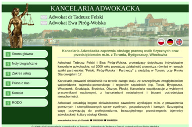 Kancelaria Adwokacka - Adwokat dr Tadeusz Felski, Adwokat Ewa Piróg-Wolska - Adwokat Toruń
