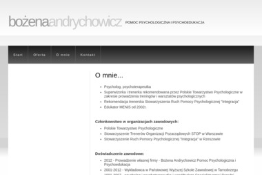 Bożena Andrychowicz - pomoc psychologiczna i psychoedukacja - Psychoterapia Tarnobrzeg