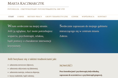 Marta Kaczmarczyk - psycholog, psychoterapeuta - Gabinet Psychologiczny Zabrze