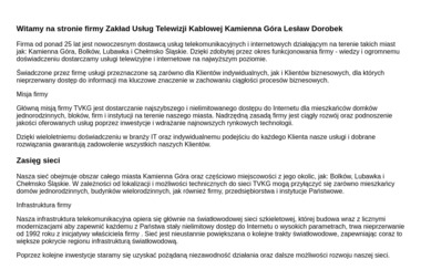 Zakład Usług Telewizji Kablowej Lesław Dorobek - Obsługa Informatyczna Firm Kamienna Góra