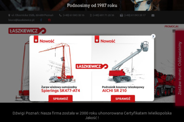 Dźwigi, podnośniki koszowe -  Łaszkiewicz - Wynajmy Podnośników Poznań