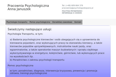 Pracownia Psychologiczna - Anna Januszek - Poradnia Psychologiczna Zakopane